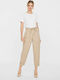 Vero Moda Women's High Waist Cotton Capri Trousers with Elastic in Baggy Line Nomad