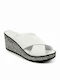 Boxer Women's Leather Platform Wedge Sandals White 10-001