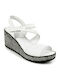 Boxer Women's Leather Ankle Strap Platforms White