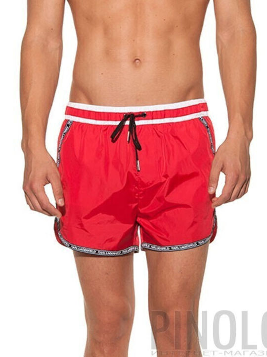 Karl Lagerfeld KL19MBS03 Men's Swimwear Bermuda Red Striped