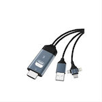 Devia Regulär USB zu Blitzschlag / Typ-C / Micro-USB Kabel Schwarz 2m (BRA010308)