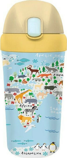 Chic Mic Biocolo Plant Kids Kids Water Bottle Plastic with Straw Light Blue 400ml