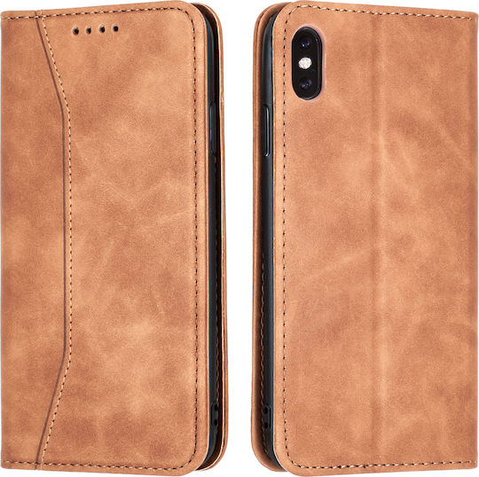 Bodycell PU Leather Wallet Δερματίνης Καφέ (iPhone X / Xs)