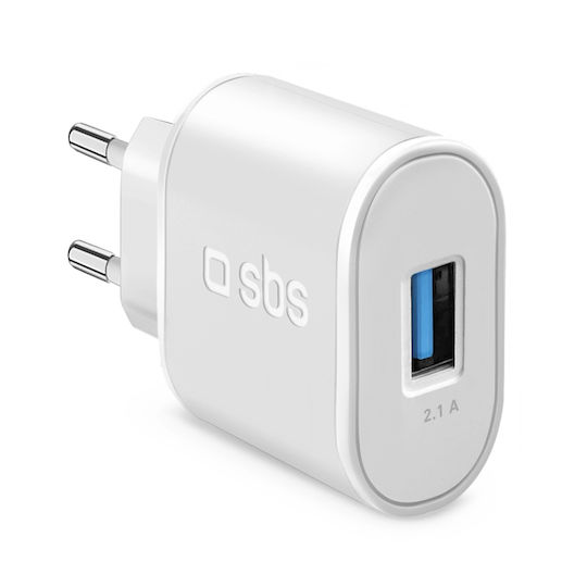 SBS Ladegerät ohne Kabel mit USB-A Anschluss 10W Weißs (TETR1USB2AWFAST)