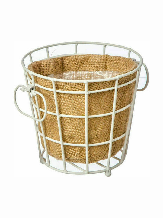 JK Home Decoration Κασπώ Μεταλλικό Λευκό 14x14x14εκ.