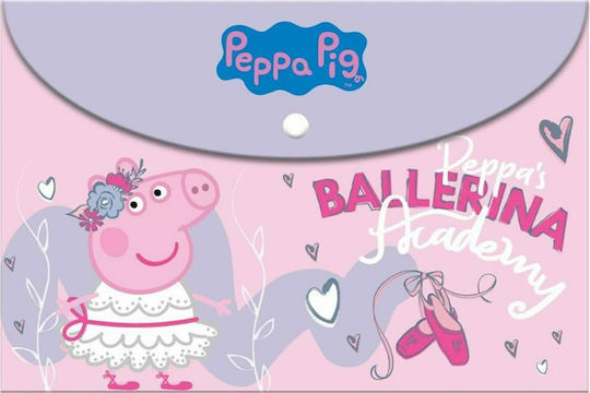 Διακάκης Φάκελος με Κουμπί για Χαρτί A4 Μωβ Peppa Pig