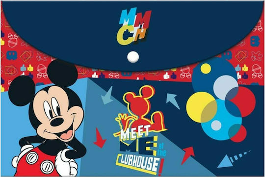 Διακάκης Φάκελος με Κουμπί για Χαρτί A4 Μπλε Mickey