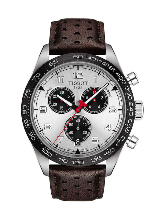 Tissot Ανδρικό Ρολόι 29.8mm Χρονογράφος Μπαταρίας με Καφέ Δερμάτινο Λουράκι
