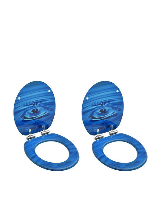 vidaXL Capac WC Închidere lentă Lemn 43.7x37.8cm Picături albastre