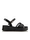 Envie Shoes Women's Leather Ankle Strap Platforms Black