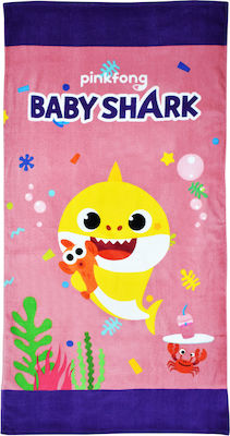 Stamion Baby Shark Παιδική Πετσέτα Θαλάσσης Ροζ Καρχαρίες 140x70εκ.