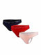 Γυναικεία String 3Pack με Δαντέλα Purple/Red/Navy