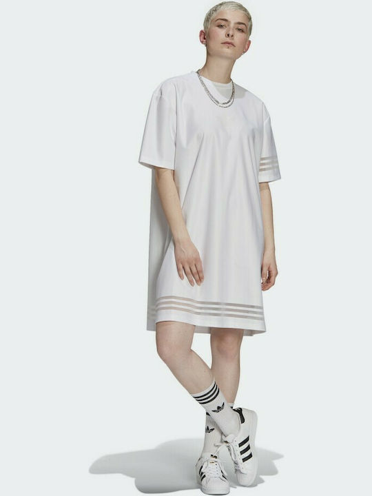 Adidas Mini Αθλητικό Φόρεμα T-shirt Κοντομάνικο Λευκό