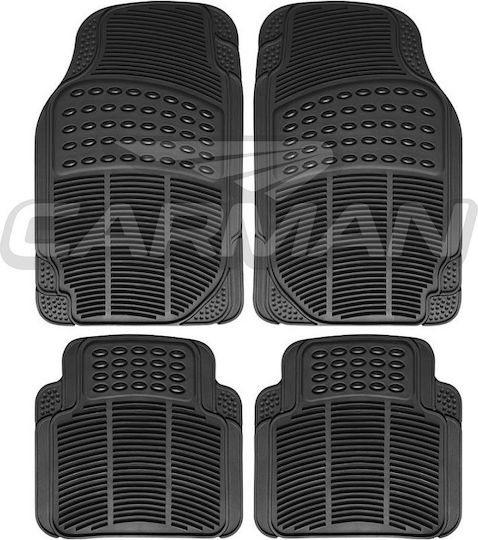 Carman Set of Front and Rear Mats Universal 4pcs Tray Type 2020 Black