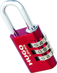 Hugo Locks PA30 Aluminum Padlock Brass Combination Red 30mm 1pcs