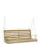 Hängende Garten & Veranda Schaukel 2 Sitze Hölzernes Natural L155xB65xH60cm