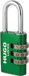 Hugo Locks PA40 Aluminum Padlock Brass Combination Green 40mm 1pcs