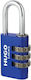 Hugo Locks PA40 Aluminiu Lăcăt Potcoavă Combinație Albastru 40mm Blue 1buc