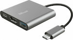 Trust Dalyx USB-C Stație de andocare cu HDMI 4K PD Argint