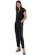 Funky Buddha Women's Short Sleeve Jumpsuit Black