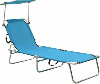 vidaXL Foldable Aluminum Beach Sunbed Blue with Shader 187x57.5x27cm