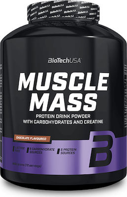 Biotech USA Muscle Mass Drink Powder with Carbohydrates & Creatine Χωρίς Λακτόζη με Γεύση Φράουλα 4kg