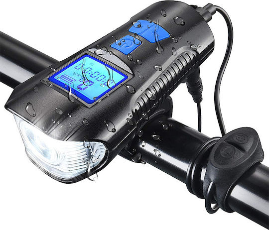 FY-317 Rechargeable Front Bicycle Light with Horn Black