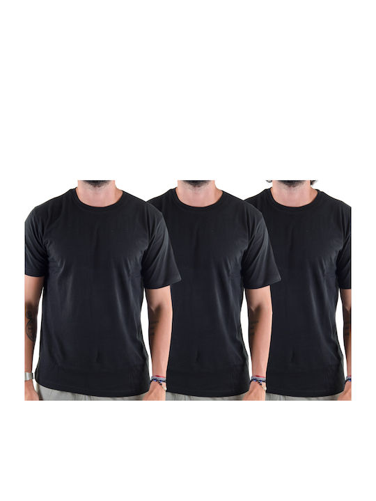 GSA 17-1203 Men's Short Sleeve Undershirts Black 3Pack