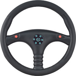 SWM Leather Three Spoke Car Steering Wheel with 36cm Diameter Black/Black