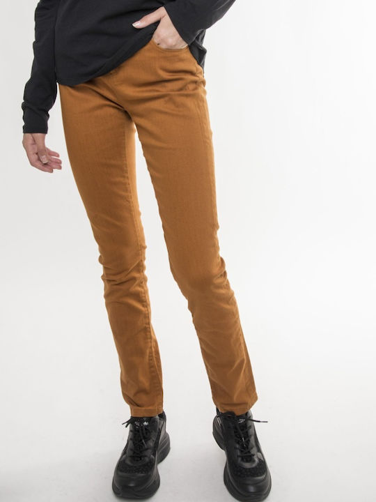 Funky Buddha Damen Stoff Hose in regulärer Passform Ochre