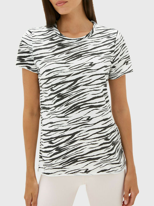 Only Women's T-shirt Animal Print White