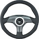 SWM Leather Three Spoke Car Steering Wheel with 32cm Diameter Black/Black