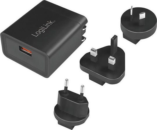 LogiLink Kabeloser Handyladegerät mit USB-A Ausgangsanschluss 18W Schnellaufladung 3.0 Schwarz