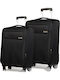 Cardinal Travel Suitcases Fabric Black Max Height 70cm with 4 Wheels Set of 2