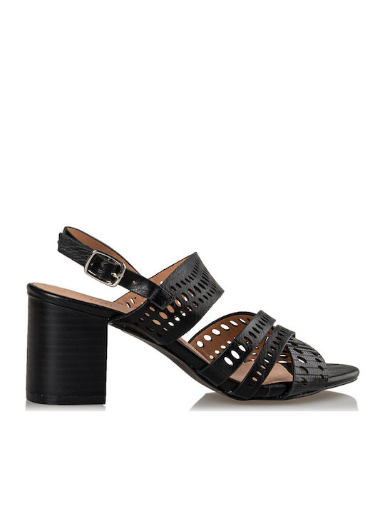 Envie Shoes Women's Sandals Black with Chunky Medium Heel