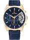 Tommy Hilfiger Baker Men's Watch 43.5mm Chronograph Battery with Blue Leather Strap