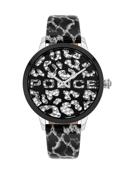 Police Ladies Bagan Watch with Black Leather Strap