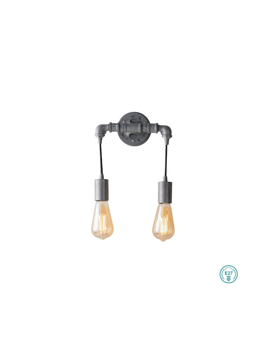 Fan Europe I-Amarcord-AP2 Vintage Lamp Wall with Socket E27 Gray 23x23cm