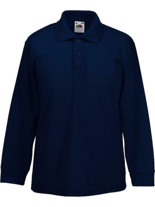 Fruit of the Loom Kids' Polo Long Sleeve Navy Blue
