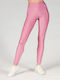 GSA 17-27089-13 Women's Cropped Running Legging Shiny & High Waisted Pink
