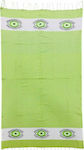 Summertiempo Pestemal 42-2253 Ματάκια Beach Towel Green with Fringes 180x90cm.