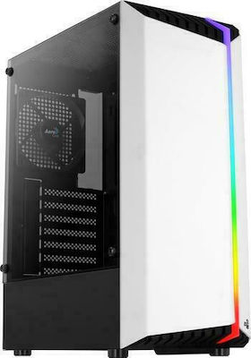 Aerocool Bionic V2 Midi Tower Computer Case with Window Panel and RGB Lighting White