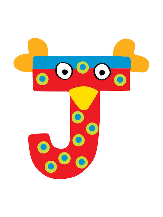 Tatiri Decorative Letter Red made of Wood J 5x0.5x7εκ.