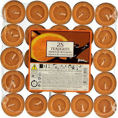 Art et Lumiere Tealights with Scent Orange & Chocolate in Brown Color (up to 4 Burning Hours ) 25pcs