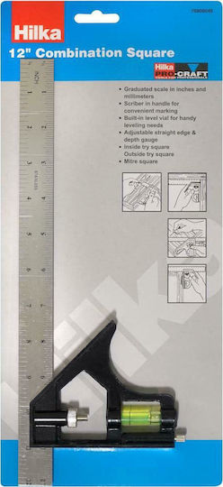 Hilka Winkelmesser Zimmerleute 45° & 90° Länge 30cm mit Winkelmesser und Wasserwaage
