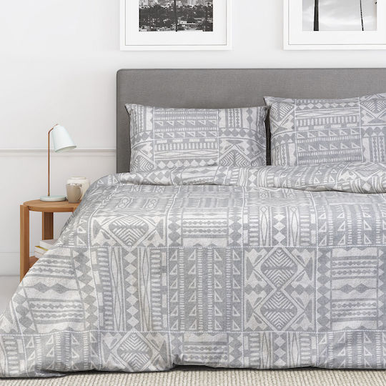 Beauty Home Duvet Cover Set Cotton Queen with 2 Pillowcases 230x250 1963 Grey
