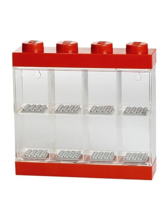 Lego Kids Plastic Toy Storage Box Display Case 8 Mini Figures 491487 Red