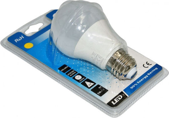 Bec LED 5W pentru Soclu E27 Alb cald 450lm