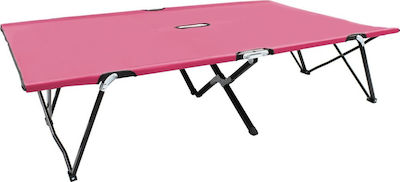 vidaXL Foldable Steel Beach Sunbed Pink 194x124x44cm