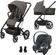 Cybex Πολυκαρότσι Balios S Lux Black Frame With Cot S & Aton B I-Size 3 in 1 Soho Grey